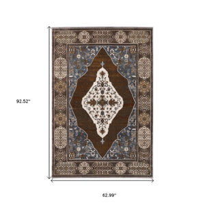 Homeroots 4' Gray Medallion Area Rug – Stain-resistant, Soft Texture, Perfect For Kids & Pets, Stylish Decor 5' X 8' Polyester 575521