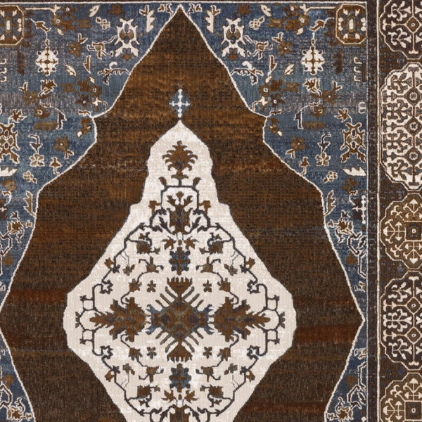 Homeroots 4' Gray Medallion Area Rug – Stain-resistant, Soft Texture, Perfect For Kids & Pets, Stylish Decor 5' X 8' Polyester 575521