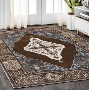 Homeroots 4' Gray Medallion Area Rug – Stain-resistant, Soft Texture, Perfect For Kids & Pets, Stylish Decor 5' X 8' Polyester 575521
