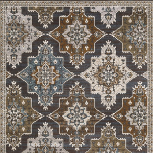 Homeroots 10' Blue Medallion Area Rug - Stain Resistant, Stylish Design For Living Spaces With Kids & Pets 5' X 8' Polyester 575522