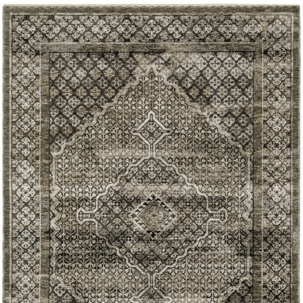 Homeroots 3' Gray Medallion Area Rug With Fringe – Stylish, Stain Resistant Design For Home & Pet Friendly Spaces 3' X 5' Polyester 575524