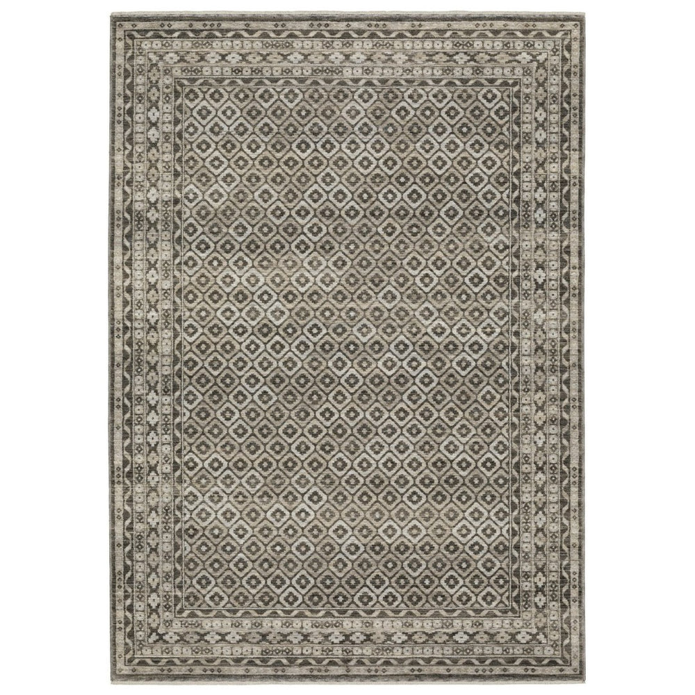 HomeRoots 3' Gray and Beige Diamond Area Rug with Fringe – Timeless Elegance, Durable Design for Any Space 3' X 5' 575525
