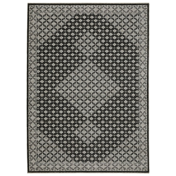 HomeRoots 5' Modern Black and Gray Diamond Area Rug with Stylish Fringe for Durable, Cozy Living Spaces 3' X 5' 575526