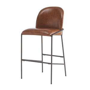 English Elm Christopher Knight Home® - Galen Upholstered Metal Barstool Set of 2 with Plush Stain-Resistant Fabric, Ergonomic Modern Design Brown N775P290453P
