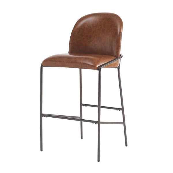 English Elm Christopher Knight Home® - Galen Upholstered Metal Barstool Set of 2 with Plush Stain-Resistant Fabric, Ergonomic Modern Design Brown N775P290453P