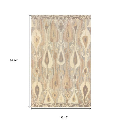 Homeroots 4' Gray Wool Abstract Hand Tufted Area Rug - Elevate Your Space With Stylish Neutral Elegance 4' X 6' Wool 575535