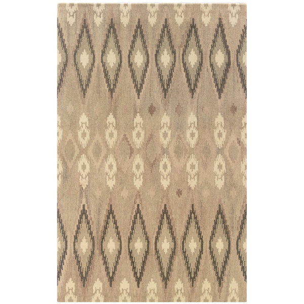 HomeRoots 4' Abstract Hand-Tufted Wool Area Rug in Beige and Ivory - Elevate Your Space with Style and Comfort 4' X 6' 575536