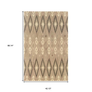 Homeroots 4' Beige Wool Abstract Hand-tufted Area Rug - Stylish, Artistic Design Perfect For Any Home Decor 4' X 6' Wool 575536