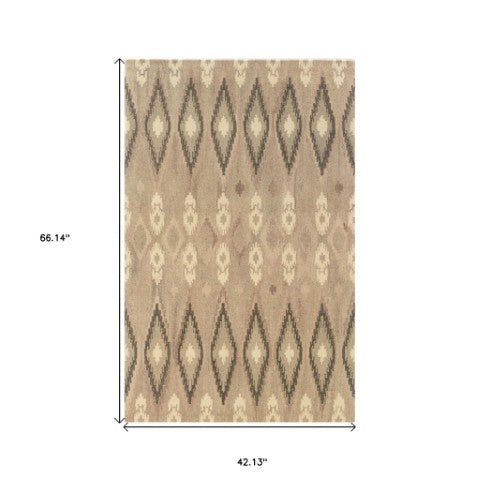 Homeroots 4' Beige Wool Abstract Hand-tufted Area Rug - Stylish, Artistic Design Perfect For Any Home Decor 4' X 6' Wool 575536
