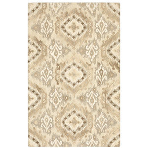 HomeRoots 4' Abstract Hand-Tufted Beige and Ivory Wool Area Rug for Comfort and Style in Any Room 4' X 6' 575537
