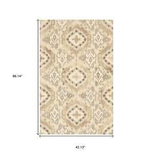 Homeroots 4' Abstract Beige And Ivory Hand-tufted Wool Area Rug - Stylish Design For Cozy Home Décor 4' X 6' Wool 575537