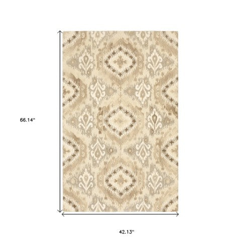 Homeroots 4' Abstract Beige And Ivory Hand-tufted Wool Area Rug - Stylish Design For Cozy Home Décor 4' X 6' Wool 575537
