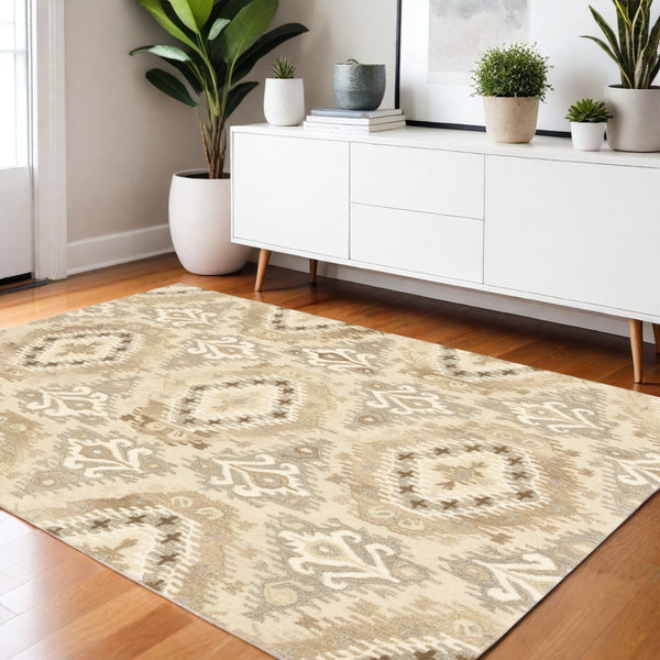 Homeroots 4' Abstract Beige And Ivory Hand-tufted Wool Area Rug - Stylish Design For Cozy Home Décor 4' X 6' Wool 575537
