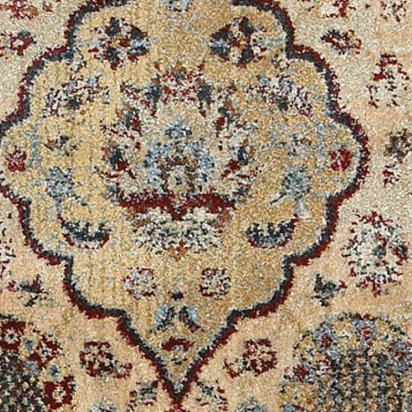Homeroots 4' Ivory Oriental Area Rug - Distressed Design For Warmth, Stain Resistant, Perfect For Any Space 5' X 8' Polypropylene,Polyester 575540