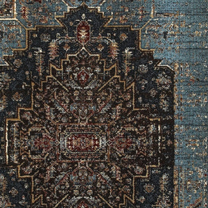 Homeroots 4' Blue Medallion Distressed Area Rug – Stylish Stain Resistant Design For Homes With Kids & Pets 5' X 8' Polypropylene,Polyester 575542