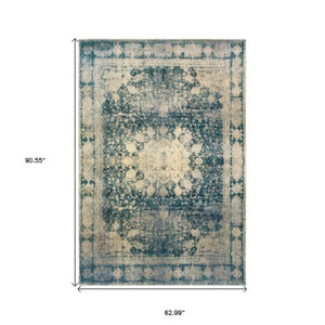 Homeroots 4' Ivory Oriental Area Rug – Distressed Design For A Timeless Touch In Any Home Décor Space 5' X 8' Polypropylene,Polyester 575544