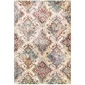 Homeroots 4' Ivory And Gold Oriental Area Rug - Elegant Power Loom Design For Warmth And Style In Any Space 5' X 8' Polypropylene,Polyester 575546