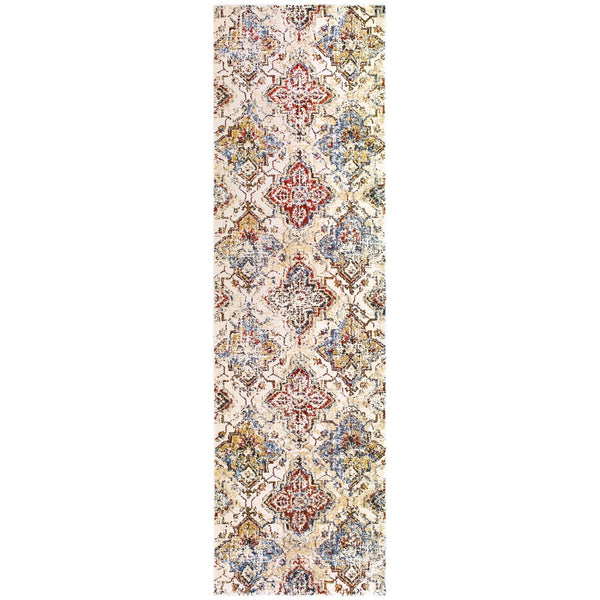 Homeroots 4' Ivory And Gold Oriental Area Rug - Elegant Power Loom Design For Warmth And Style In Any Space 8' Runner Polypropylene,Polyester 575547