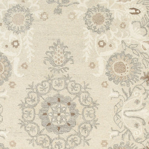 Homeroots 4' Sand Wool Floral Hand Tufted Area Rug - Elevate Your Living Space With Elegant Design And Comfort 4' X 6' Wool 575548