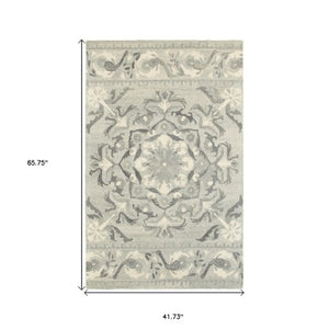 Homeroots 4' Elegant Wool Floral Hand-tufted Area Rug - Enrich Your Space With Artistic Charm And Style 4' X 6' Wool 575549
