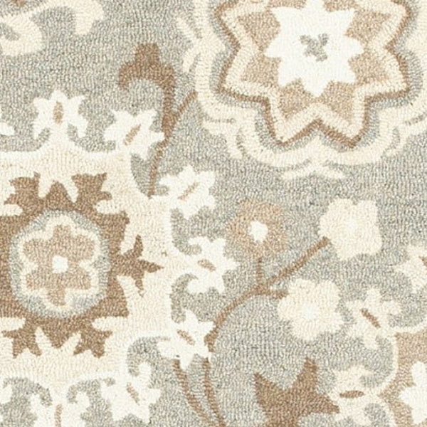 Homeroots 4' Gray Floral Hand-tufted Wool Area Rug - Elegant Design To Elevate Your Living Space Decor 4' X 6' Wool 575551