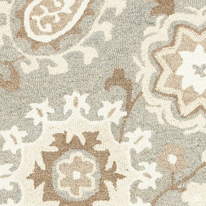 Homeroots 4' Gray Floral Hand-tufted Wool Area Rug - Elegant Design To Elevate Your Living Space Decor 4' X 6' Wool 575551
