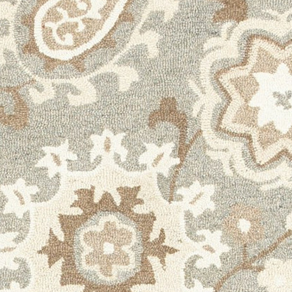 Homeroots 4' Gray Floral Hand-tufted Wool Area Rug - Elegant Design To Elevate Your Living Space Decor 4' X 6' Wool 575551