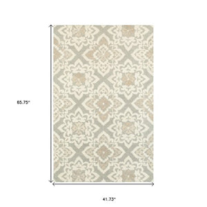 Homeroots 4' Stylish Gray Wool Geometric Hand-tufted Area Rug For Cozy Home Décor And Warmth 4' X 6' Wool 575552