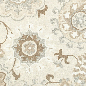 Homeroots 4' Ivory Floral Hand-tufted Area Rug - Elegant Wool Design For Cozy, Neutral Home Decor Solutions 4' X 6' Wool 575553