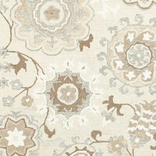 Homeroots 4' Ivory Floral Hand-tufted Area Rug - Elegant Wool Design For Cozy, Neutral Home Decor Solutions 4' X 6' Wool 575553