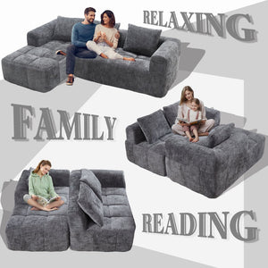 English Elm United Modern Chenille 98.42-Inch L-Shaped Modular Sectional Sofa With Chaise & Side Pockets P2 W1568S00146-GIGA