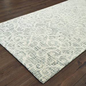HomeRoots 5' Modern Gray and Ivory Wool Geometric Hand-Tufted Area Rug for Stylish Home Decor and Comfort 5' X 8' 575556