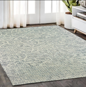 HomeRoots 5' Modern Gray and Ivory Wool Geometric Hand-Tufted Area Rug for Stylish Home Decor and Comfort 5' X 8' 575556