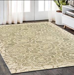 Homeroots 5' Green Wool Geometric Hand-tufted Area Rug - Elevate Your Space With Artful Style & Sophistication 5' X 8' Wool 575559