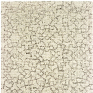 HomeRoots 5' Hand-Tufted Wool Area Rug in Tan and Ivory - Elegant Geometric Design for Any Living Space 5' X 8' 575561