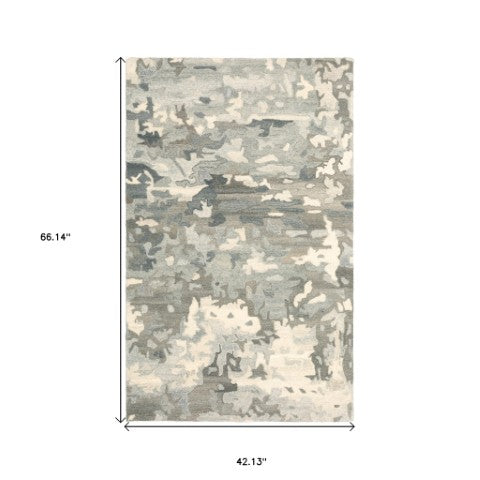 Homeroots 4' Elevate Your Home With A Soft Gray Wool Abstract Hand Tufted Area Rug For Timeless Style 4' X 6' Wool 575563