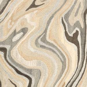 Homeroots 4' Abstract Hand-tufted Beige And Charcoal Wool Area Rug - Artful Design For Elegant Home Décor 4' X 6' Wool 575564