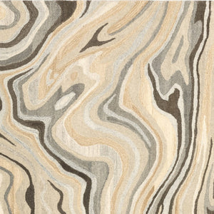 Homeroots 4' Abstract Hand-tufted Beige And Charcoal Wool Area Rug - Artful Design For Elegant Home Décor 4' X 6' Wool 575564
