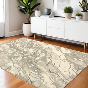 Homeroots 4' Beige Abstract Hand-tufted Wool Area Rug - Elevate Your Living Space With Style And Warmth 4' X 6' Wool 575565