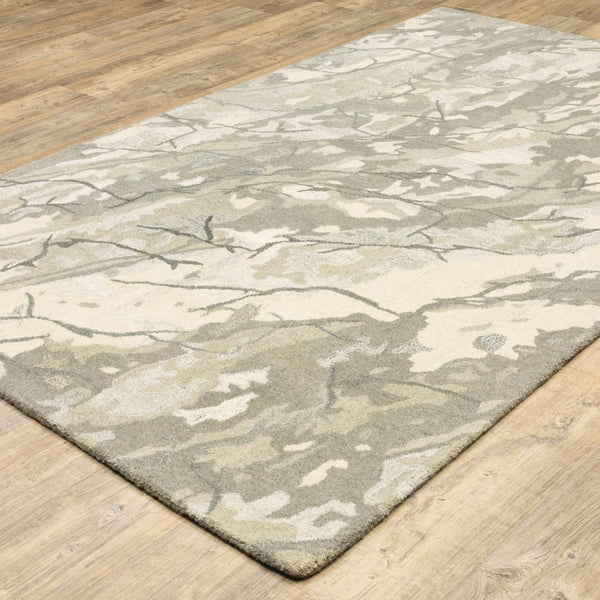 Homeroots 4' Beige Abstract Hand-tufted Wool Area Rug - Elevate Your Living Space With Style And Warmth 4' X 6' Wool 575565