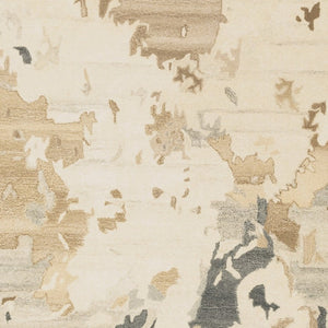 Homeroots 4' Enhance Your Living Space With A Beige And Charcoal Abstract Hand-tufted Wool Area Rug 4' X 6' Wool 575566