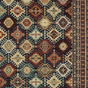 Homeroots 2' Navy Blue Oriental Area Rug With Elegant Fringe – Perfect For Adding Style And Warmth To Any Room 3' X 5' Wool Blend 575567