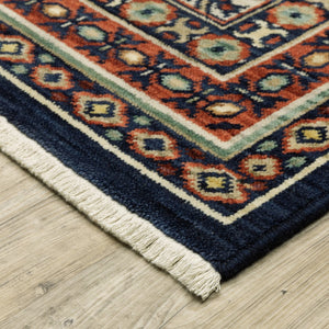 Homeroots 2' Navy Blue Oriental Area Rug With Elegant Fringe – Perfect For Adding Style And Warmth To Any Room 6' Runner Wool Blend 575568