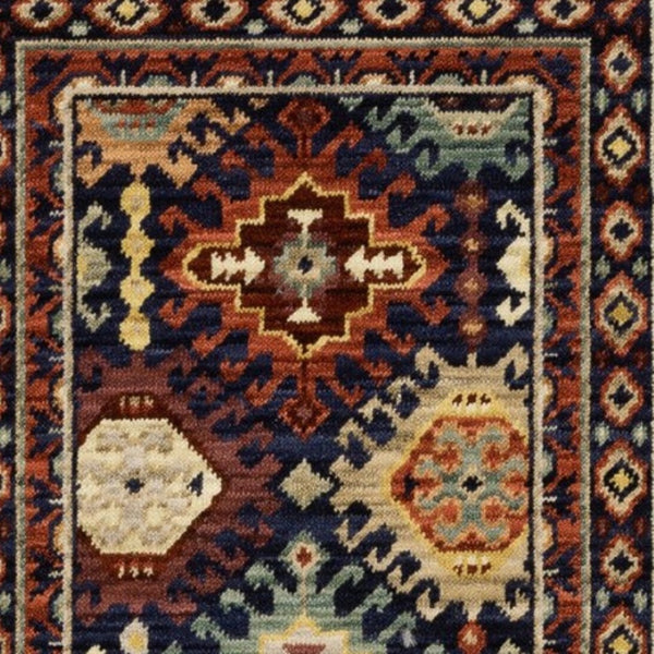 Homeroots 2' Navy Blue Oriental Area Rug With Elegant Fringe – Perfect For Adding Style And Warmth To Any Room 6' Runner Wool Blend 575568