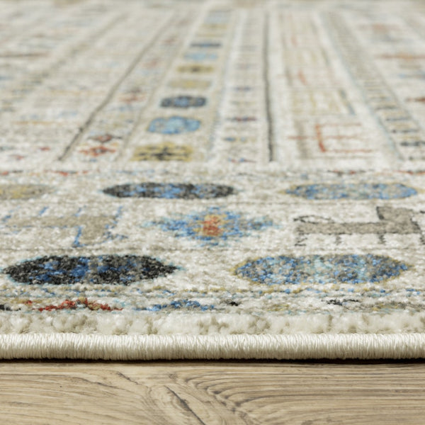 Homeroots 5' Artistry Ivory Tribal Area Rug - Stylish, Stain-resistant Design For Any Home Decor Space 8' Runner Polypropylene 575569