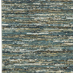 Homeroots 3' Stylish Blue Striped Area Rug - Stain Resistant, Comfortable Texture, Perfect For Homes With Kids & Pets 5' X 8' Polypropylene,Polyester 575572