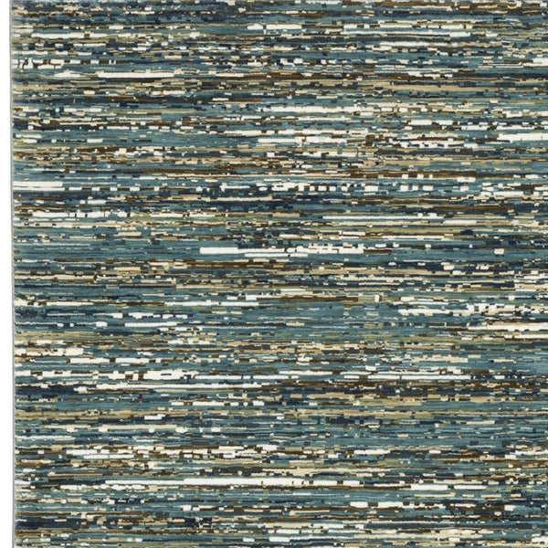 Homeroots 3' Stylish Blue Striped Area Rug - Stain Resistant, Comfortable Texture, Perfect For Homes With Kids & Pets 5' X 8' Polypropylene,Polyester 575572