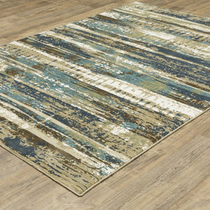 Homeroots 3' Beige Abstract Area Rug - Stylish Power Loom Design For Comfort, Stain Resistant & Versatile Decor 5' X 8' Polypropylene,Polyester 575573