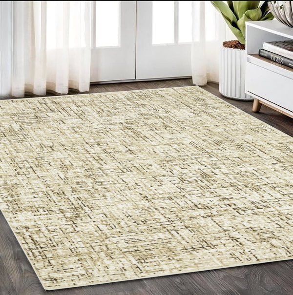 Homeroots 3' Ivory Abstract Area Rug - Elegant Stain-resistant Design For Cozy Living Spaces And Homes 5' X 8' Polypropylene,Polyester 575574