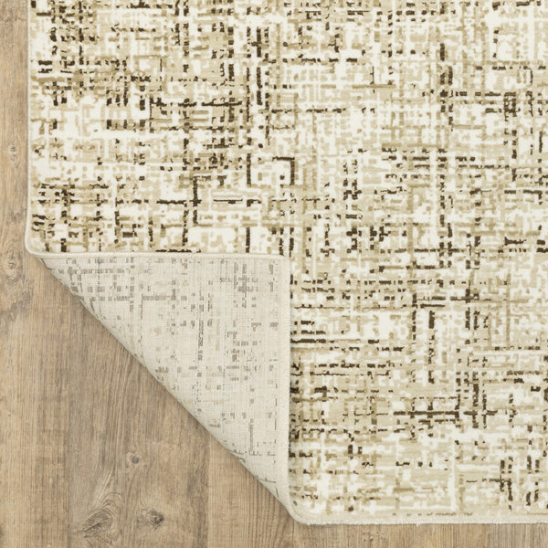 Homeroots 3' Ivory Abstract Area Rug - Elegant Stain-resistant Design For Cozy Living Spaces And Homes 5' X 8' Polypropylene,Polyester 575574